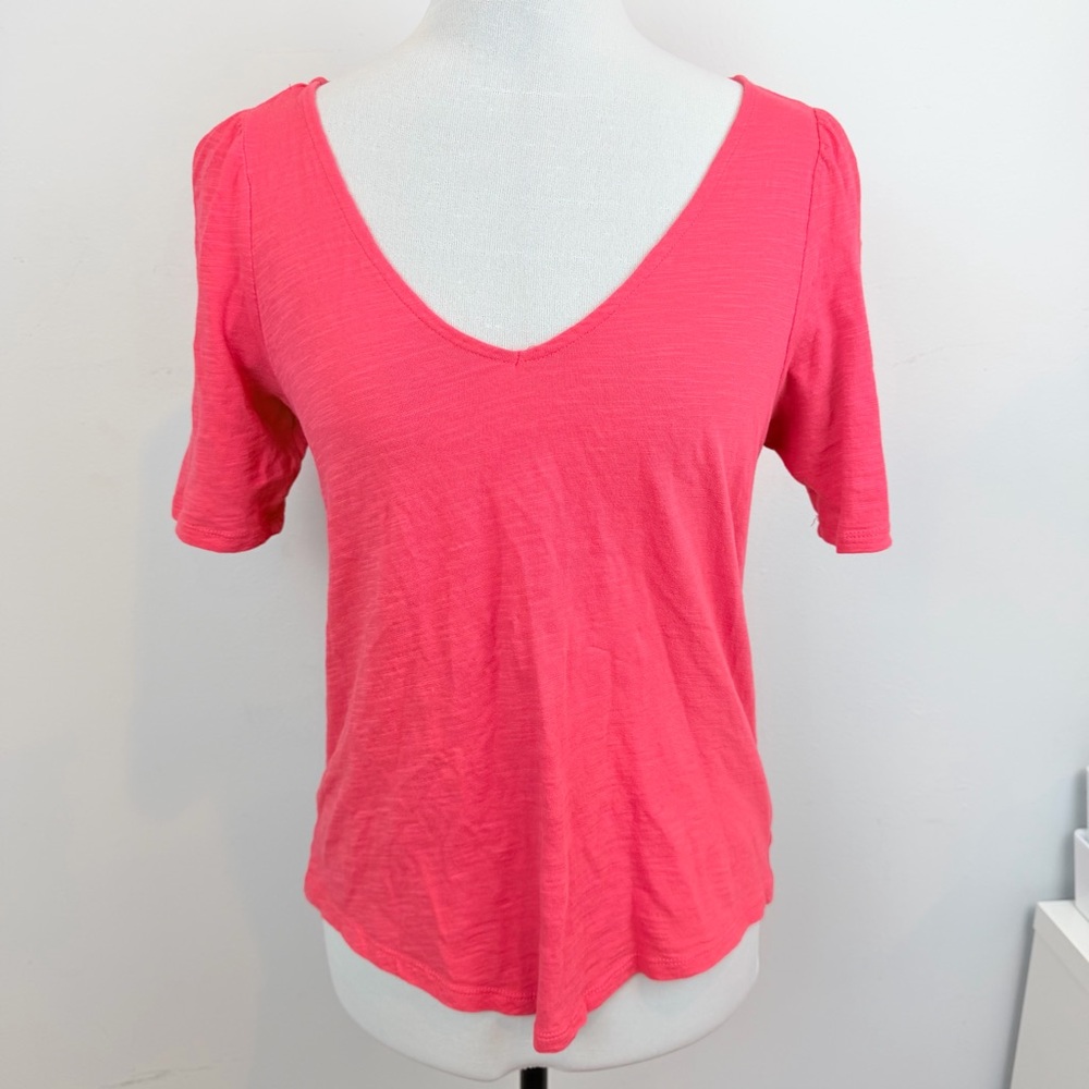 Anthropologie Pink Open Back Short Sleeve Top - Picture 2 of 5